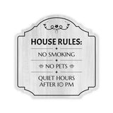 Heritage Plus House Rules: No Smoking, No Pets, Quiet Hours After 10 PM Wall or Door Sign | Rental House Signage