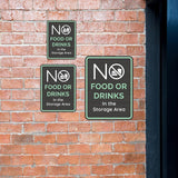 Portrait Round Plus No Food or Drinks In the Storage Area Wall or Door Sign | General Kitchen and Food-related