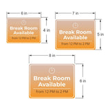 Classic Framed Plus Break Room Available from 12 PM to 2 PM Door or Wall Sign | Break & Lounge Areas