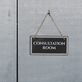 Consultation Room 5" x 10" Hanging Wall or Door Sign | Legal and Court House Rustic Twine Signage