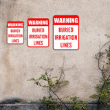 Portrait Round Plus Warning Buried Irrigation Lines Wall or Door Sign | Farm/Barn Warning Signage