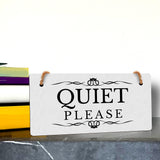 Quiet Please 5" x 10" Hanging Wall or Door Sign | Rustic Twine | Stylish Business or Office Signage