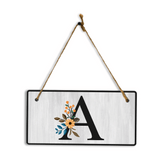 A Flower Decor 5x10 Hanging Wall or Door Sign | Alphabet Letter Room Decoration