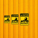 Portrait Round Plus Caution Machinery Wall or Door Sign | Farm/Barn Warning Signage