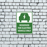 Portrait Round Plus Reserved For Electric Vehicle Only Door or Wall Sign | Electric Vehicle Charging Station | Parking