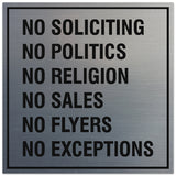 Signs ByLITA Square No Soliciting No Politics Sign - Easy Installation | Durable Material