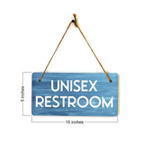 Unisex Restroom 5x10 Hanging Plus Wall or Door Sign | Public Spaces Decor
