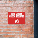 Classic Framed Plus Fire Safety Check Required Door or Wall Sign | Safety and Maintenance