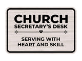 Classic Framed Plus Church Secretary’s Desk – Serving With Heart and Skill Door or Wall Sign | Church and Place of Worship Signs