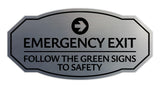 Signs ByLITA Victorian Emergency Exit Follow the Green Signs to Safety Durable Plastic Sign | Easy Installation | Elegant Design Wall or Door Sign