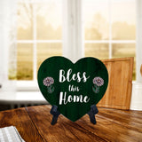 Bless This Home Heart Table Sign with Acrylic Stand (6x5") | Religious Home Decor
