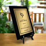 Bouldering & Rock Climbing Customizable Black Frame Wooden Award Plaque | Easel Mount Option | Achievement and Recognition Personalizable Plaques