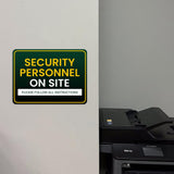 Classic Framed Plus Security Personnel on Site – Please Follow All Instructions Door or Wall Sign | General Security Notices