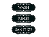 Signs ByLITA Designer Wash Rinse Sanitize Sign - Easy Installation | Durable Wall or Door Sign