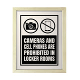 Designs ByLITA Cameras And Cell Phones Are Prohibited In Locker Rooms, Wall Print Art | Retail Store Decoration (Unframed or Framed)