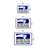 Classic Framed Plus Wipe Down The Toilet, Walls And Floor Area After Taking a Shower Wall or Door Sign | Restroom RV Accessories
