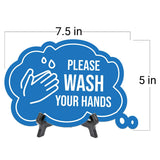 Please Wash Your Hands Cloud Speech Bubble (6 x 4") Table Sign With Acrylic Easel