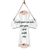 I will fear no evil, for you are with me Cross Hanging Sign | Rustic Twine | Inspiring Religious Bible Decor