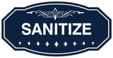 Signs ByLITA Victorian Sanitize Sign - Laser-Engraved Lettering | Durable ABS Plastic | Vibrant Colors | Powerful Foam Tape Wall or Door Sign
