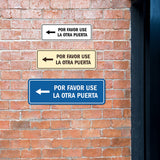 Signs ByLITA Standard Por Favor Use la Otra Puerta Left Arrow Sign | Spanish Workplace Business Direction Signs
