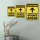 Portrait Round Plus Slow Down Construction Entrance Ahead Wall or Door Sign | Health And Safety Signage