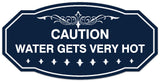 Signs ByLITA Victorian Caution Water Gets Very Hot Wall or Door Sign - Laser-Engraved Lettering | Durable ABS Plastic | Vibrant Colors | Powerful Foam Tape
