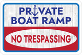 Classic Framed Plus Private Boat Ramp No Trespassing Wall or Door Sign | Marina Quayside Signage