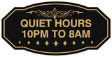 Signs ByLITA Victorian Quiet Hours 10pm to 8am Wall or Door Sign - Laser-Engraved Lettering | Durable ABS Plastic | Vibrant Colors | Powerful Foam Tape