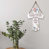 He will cover you with his feathers, and under his wings you will find refuge Cross Hanging Sign | Rustic Twine | Inspiring Religious Bible Decor