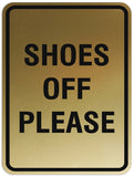 Signs ByLITA Portrait Round Shoes off please Sign - Laser-Engraved Lettering | Durable ABS Plastic | Vibrant Colors | Powerful Foam Tape