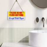 Please Do Not Flush Anything Except Toilet Paper 5x10 Hanging Plus Wall or Door Sign | Bathroom Decor