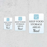 Portrait Round Plus Keep Food Storage Areas Neat Wall or Door Sign | Hygiene and Safety