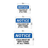 Classic Framed Plus Notice Aisle Must Be Kept Clear At All Times Door or Wall Sign | Health & Safety Signage