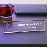 Church Themed, Praying Hands, Personalized Acrylic Desk Sign (2 x 10")