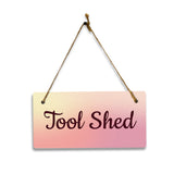 Tool Shed 5x10 Hanging Plus Wall or Door Sign | Rustic Twine | Range of Vibrant Decor Styles | Room Signs For Home and Business