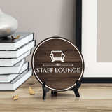 Staff Lounge Circle Table Sign with Acrylic Stand (5x5") | Business Workplace Staff Break Room Sign