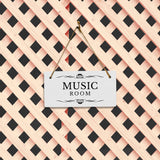 Music Room 5x10 Hanging Plus Wall or Door Sign | Rustic Twine | Range of Vibrant Decor Styles | Room Signs For Home and Business