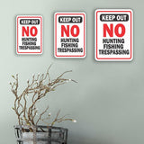 Portrait Round Plus Keep Out No Hunting Fishing Trespassing Wall or Door Sign | Public Signage