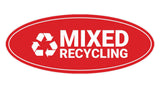 Signs ByLITA Oval Mixed recycling Sign - Laser-Engraved Lettering | Durable ABS Plastic | Vibrant Colors | Powerful Foam Tape