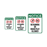 Portrait Round Plus Notice No Running Or Rough Play Allowed Wall or Door Sign | Indoor Gym & Pool Signage
