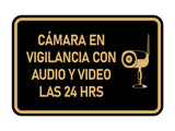 Signs ByLITA Classic Framed Cámara en Vigilancia con Audio y Video las 24 HRS Security Wall or Door Sign
