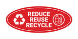 Signs ByLITA Oval Reduce Reuse Recycle Sign - Laser-Engraved Lettering | Durable ABS Plastic | Vibrant Colors | Powerful Foam Tape