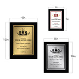 BBQ Master Competition Customizable Black Frame Award Plaque | Easel Mount Option | Achievement and Recognition Personalizable Plaques