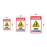 Portrait Round Plus Danger Men Cooking (BBQ) Wall or Door Sign | Easy Installation | Funny Novelty Imitation Warning Signs