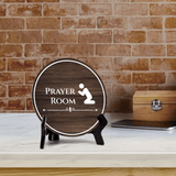 Prayer Room Circle Table Sign with Acrylic Stand (5x5") | Business and Workplace Multi Faith Sign