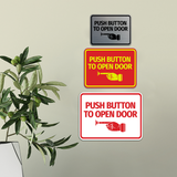 Signs ByLITA Classic Framed Push button to open door (finger pointing left) Wall or Door Sign