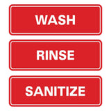 All Quality Standard WASH RINSE SANITIZE Set of 3 Bay Sink Signs - Restaurant & Commercial Kitchen Sink Signs - Easy to Install