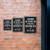 Portrait Round Plus Behind Every Strong Woman Is Herself Wall or Door Sign | Motivational Home Decor