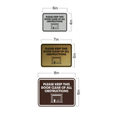 Classic Framed Please Keep This Door Clear of All Obstructions Wall or Door Sign