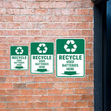 Portrait Round Plus Recycle Used Batteries Here Door or Wall Sign | Health & Safety Signage